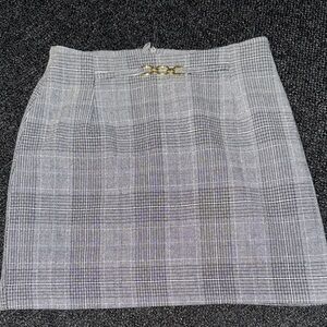 H&M Black and White Plaid Mini Skirt